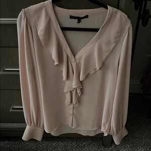 White House Black Market Elegant Pink Ruffle Blouse